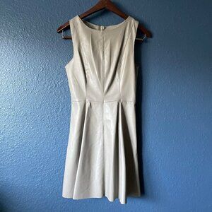 NWT BB Dakota Taupe Faux Leather A-Line Sleeveless Dress Women's Size 2 Classic